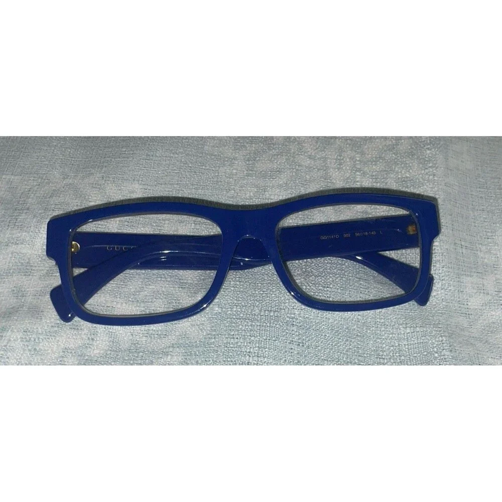 GUCCI GG1141O 002 Blue  Gold Trim 56mm Eyeglass Frames  /Sunglass Frames Only